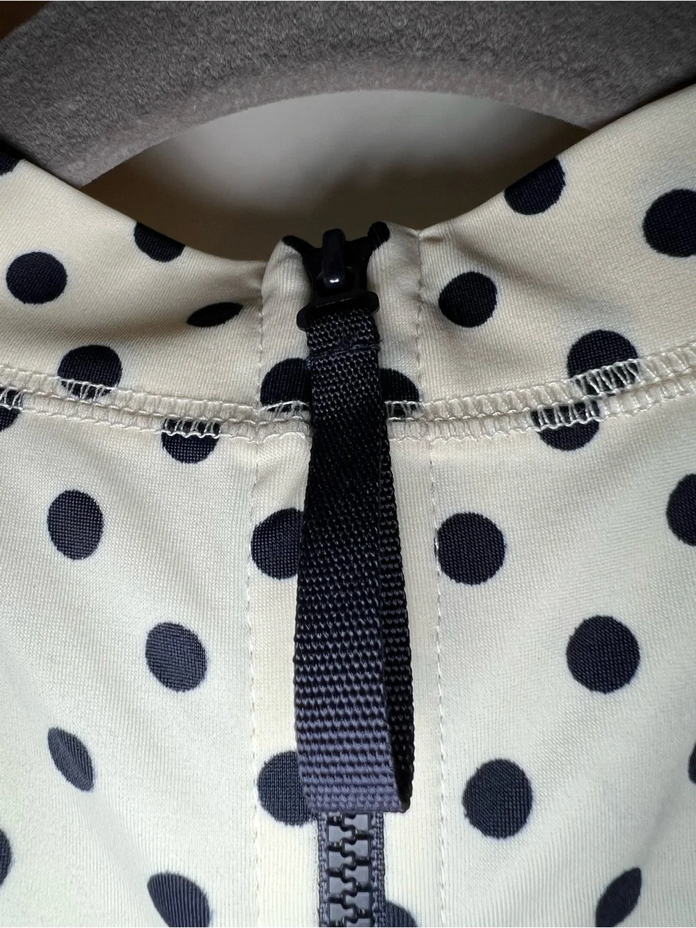 J. Crew Swim White Rash Guard with Black Polka Dots